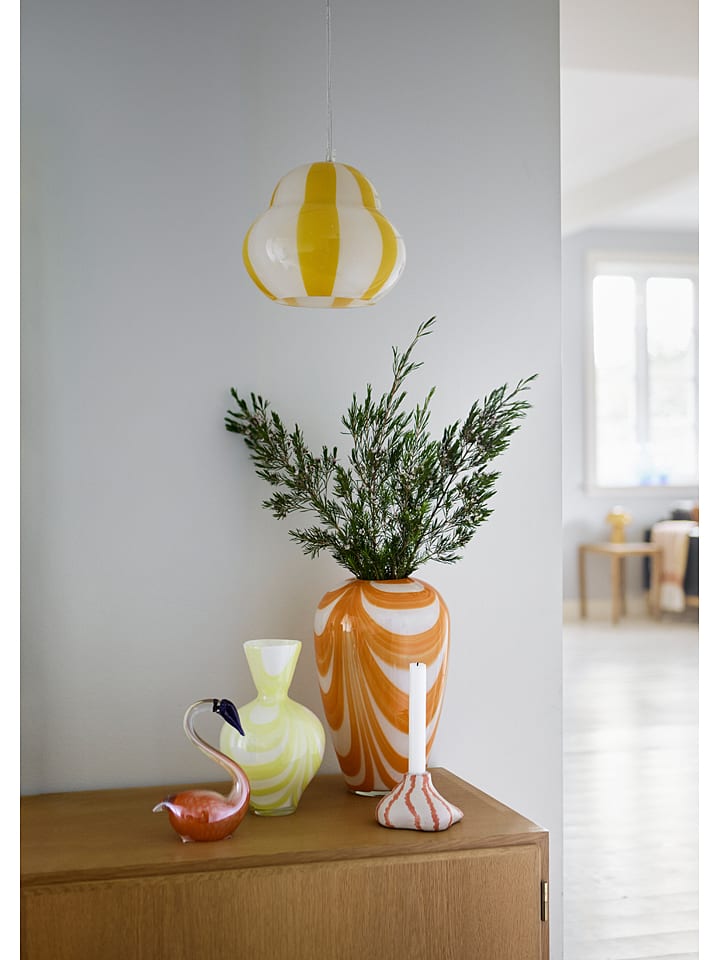 Kerzenständer in Weiß/ Orange - (B)12 x (H)11,5 x (T)6,5 cm