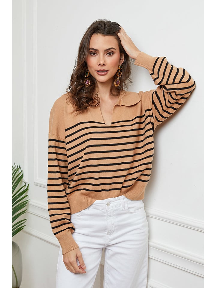 Pullover "Hatysa" in Camel/ Schwarz
