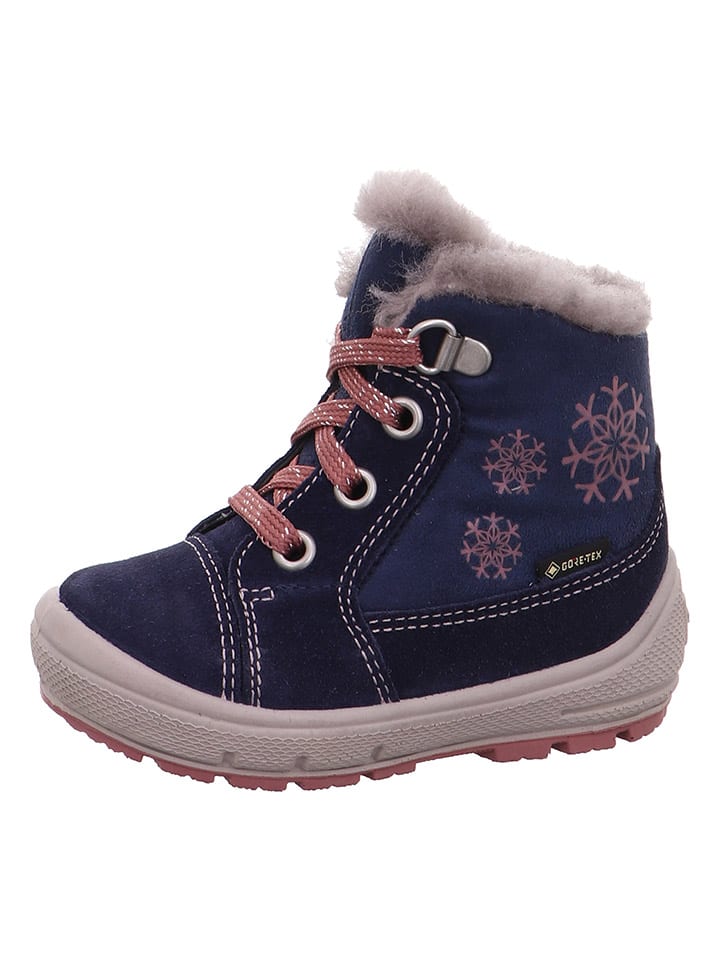 Leder-Winterboots "Groovy" in Dunkelblau