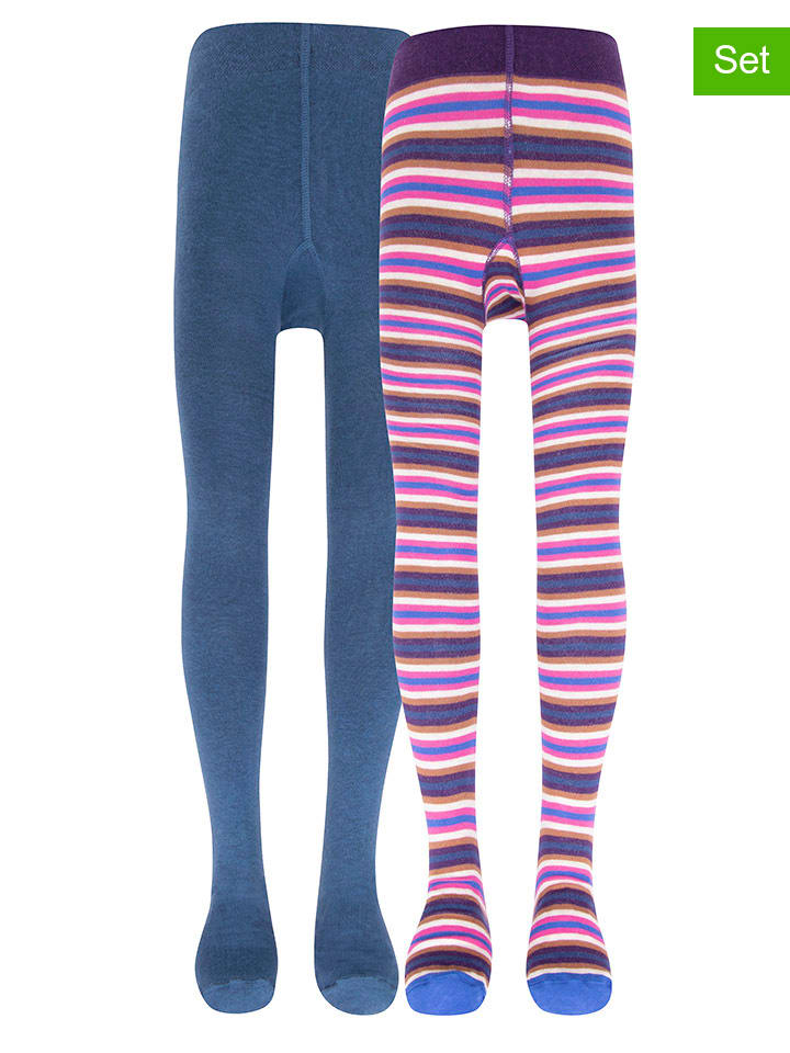 2er-Set: Strumpfhosen in Blau/ Rosa