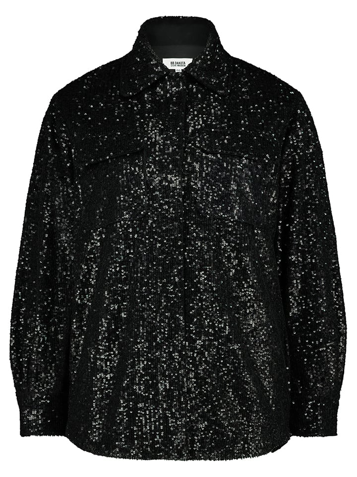 Kurtka koszulowa "Glitter Sweet" w kolorze czarnym