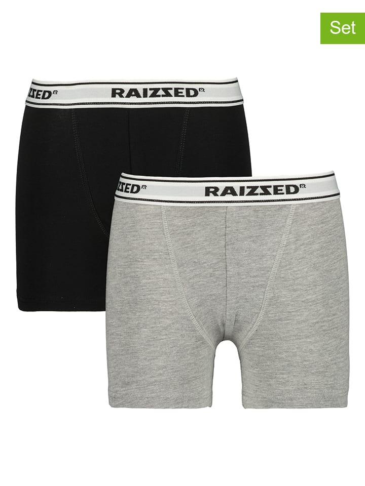 2er-Set: Boxershorts "Nora" in Grau/ Schwarz