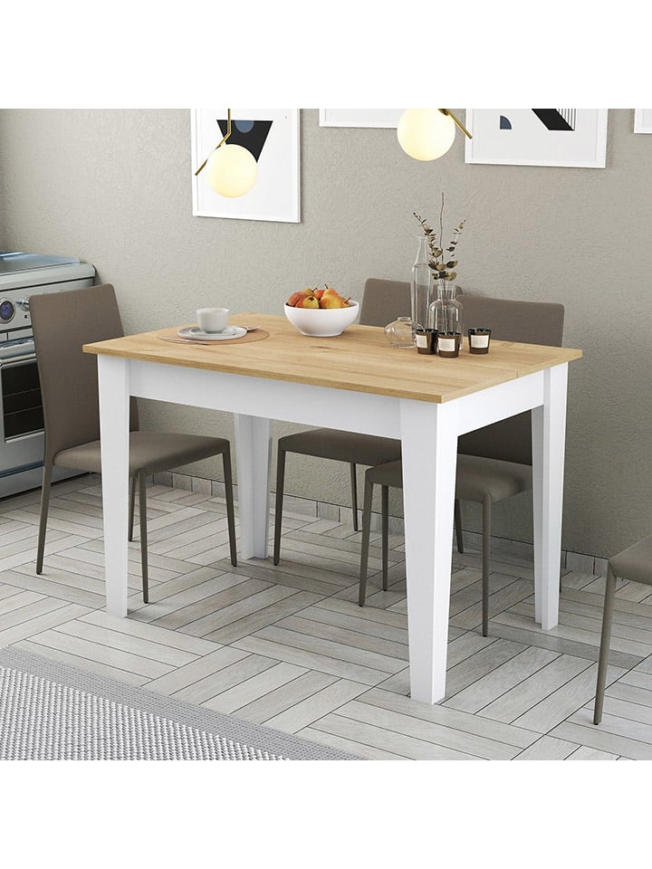 Keukentafel "Kiev" eikenhoutkleurig/wit - (B)110 x (H)75 x (D)72 cm