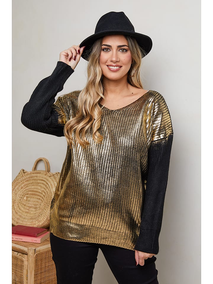 Pullover "Danno" in Schwarz/ Gold