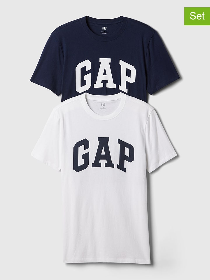 2-delige set: shirts donkerblauw/wit