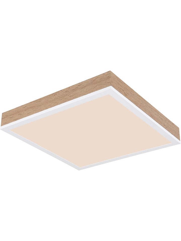 LED-Deckenleuchte "Doro" in Weiß/ Hellbraun - (L)30 x (B)30 x (H)6 cm