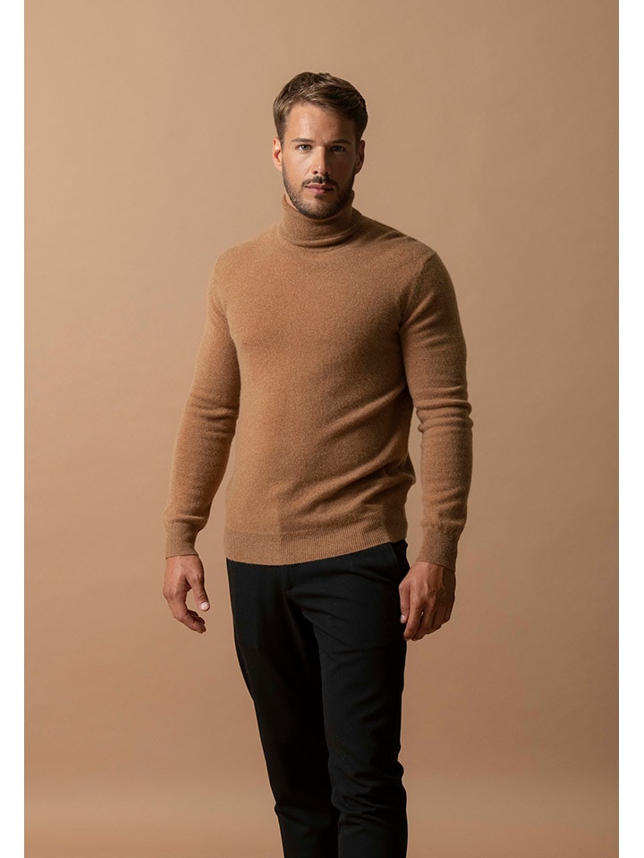 Kaschmir-Rollkragenpullover "Trevor" in Cognac