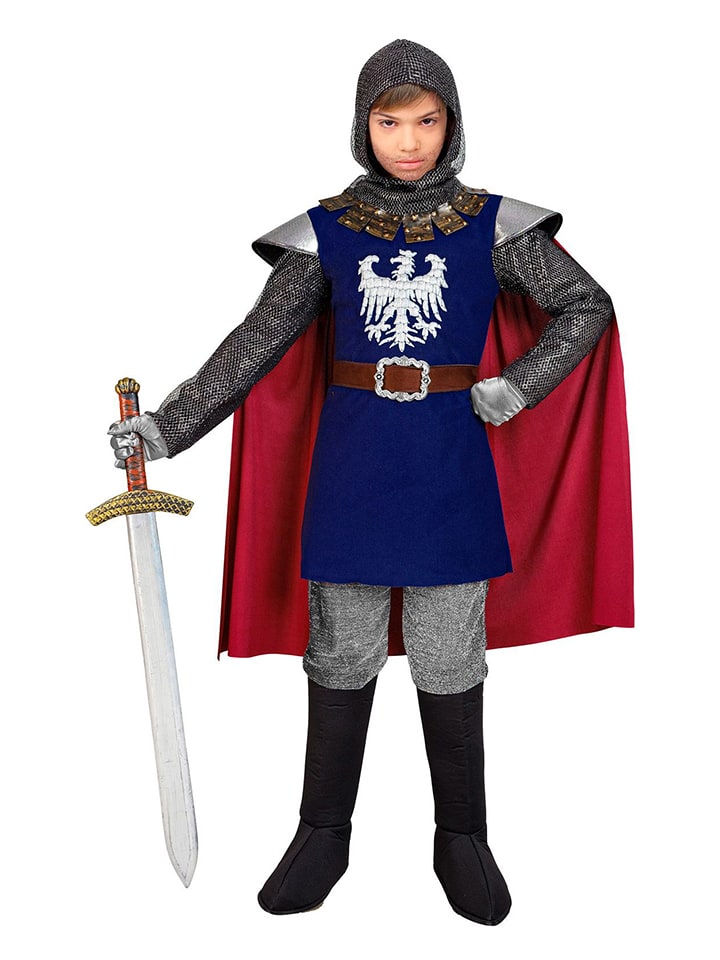 3-delig kostuum "Ridder" blauw/rood