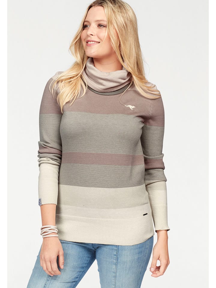 Rollkragenpullover in Beige/ Rosa