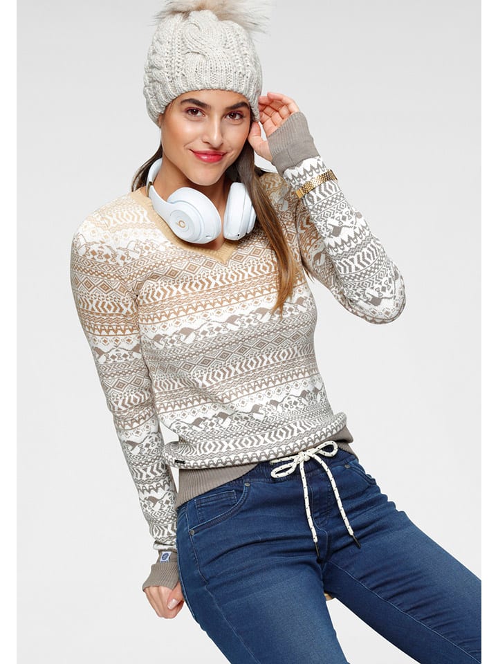 Pullover in Grau/ Hellbraun