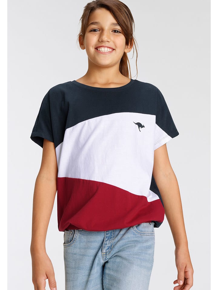 Bluse in Dunkelblau/ Weiß/ Rot