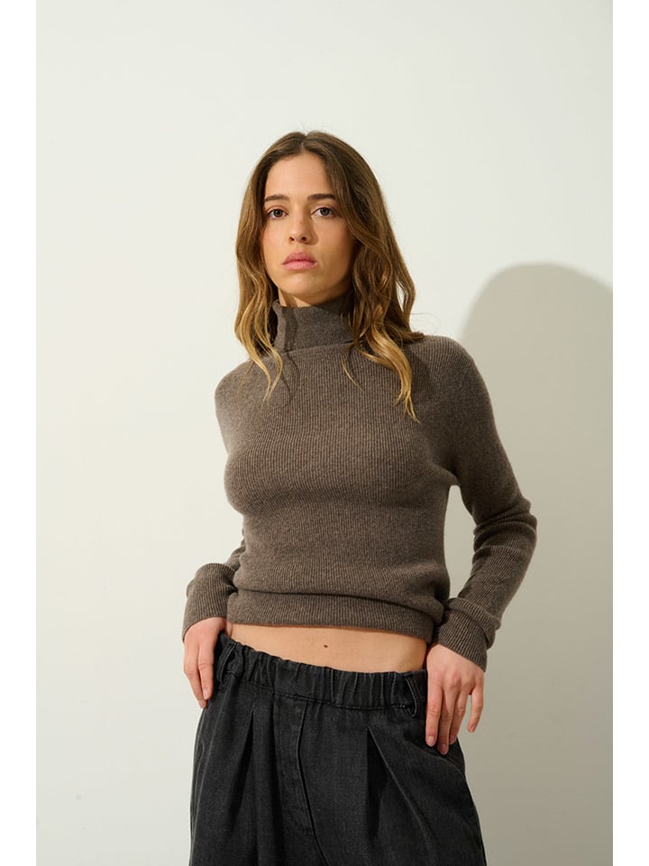 Kaschmir-Rollkragenpullover "Suzie" in Taupe