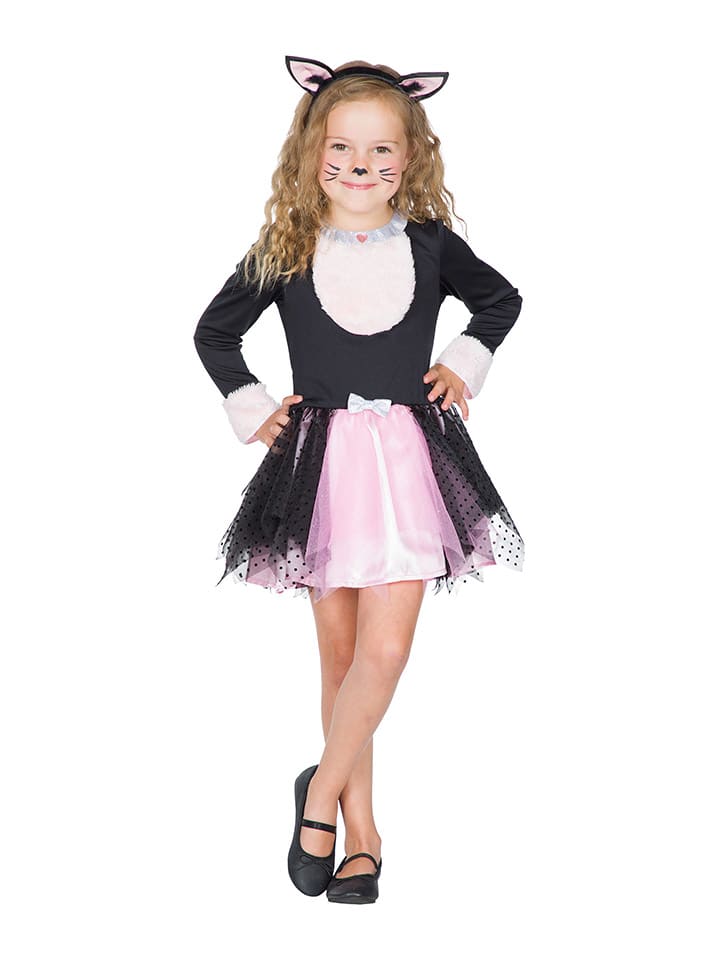2tlg. Kostümkleid "Kätzchen" in Rosa/ Schwarz