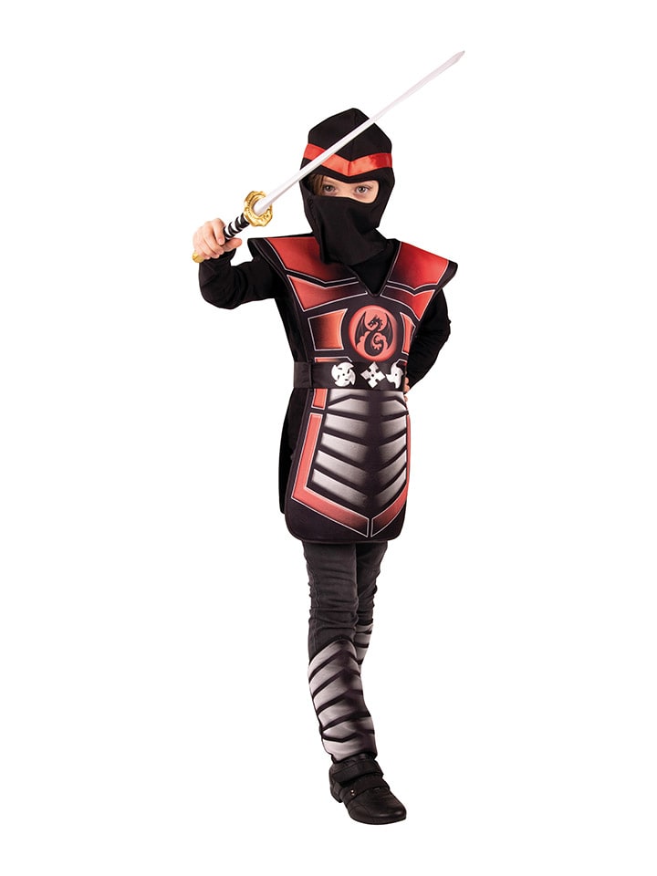 4tlg. Kostüm "Ninja" in Schwarz