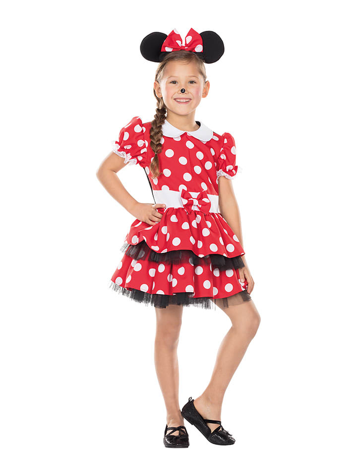 2-częściowy kostium "Mouse girl" w kolorze czerwono-czarnym