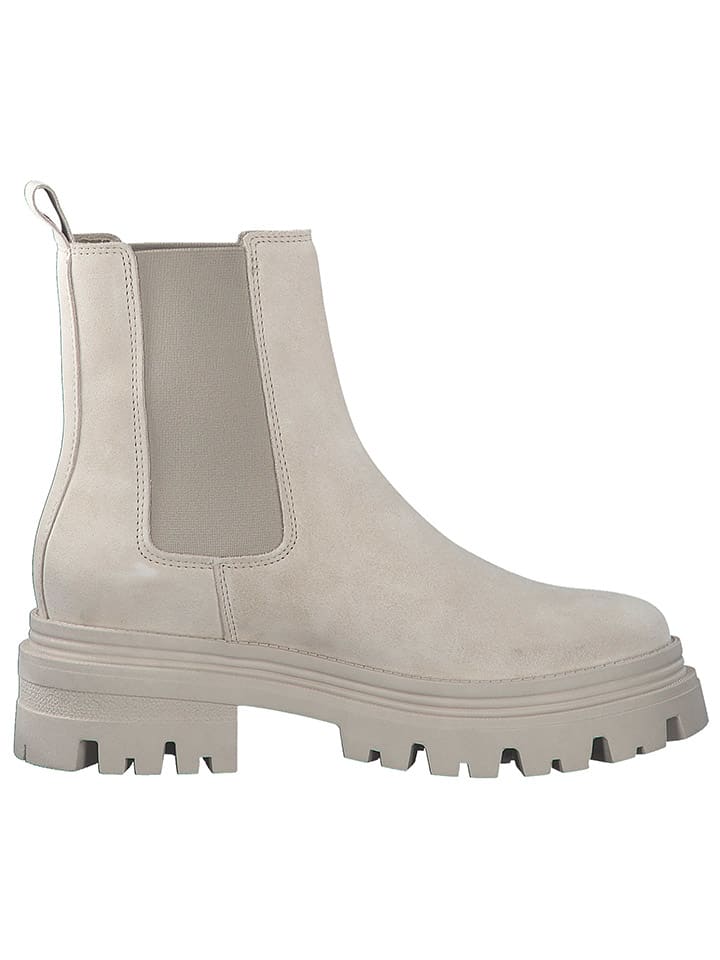 Leder-Chelsea-Boots in Beige