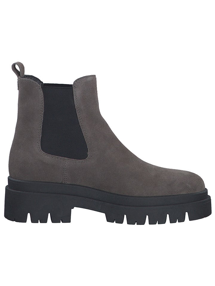 Leder-Chelsea-Boots in Grau