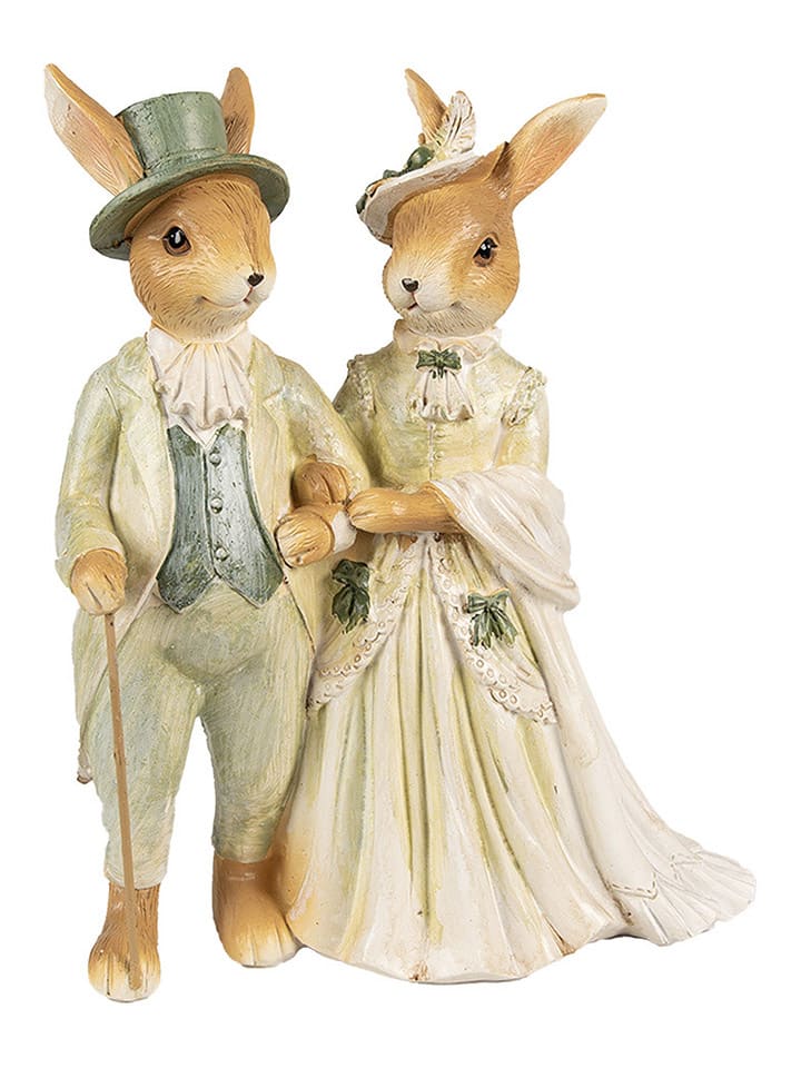 Decoratief figuur "Konijntjes" beige - (B)17 x (H)21 x (D)8 cm