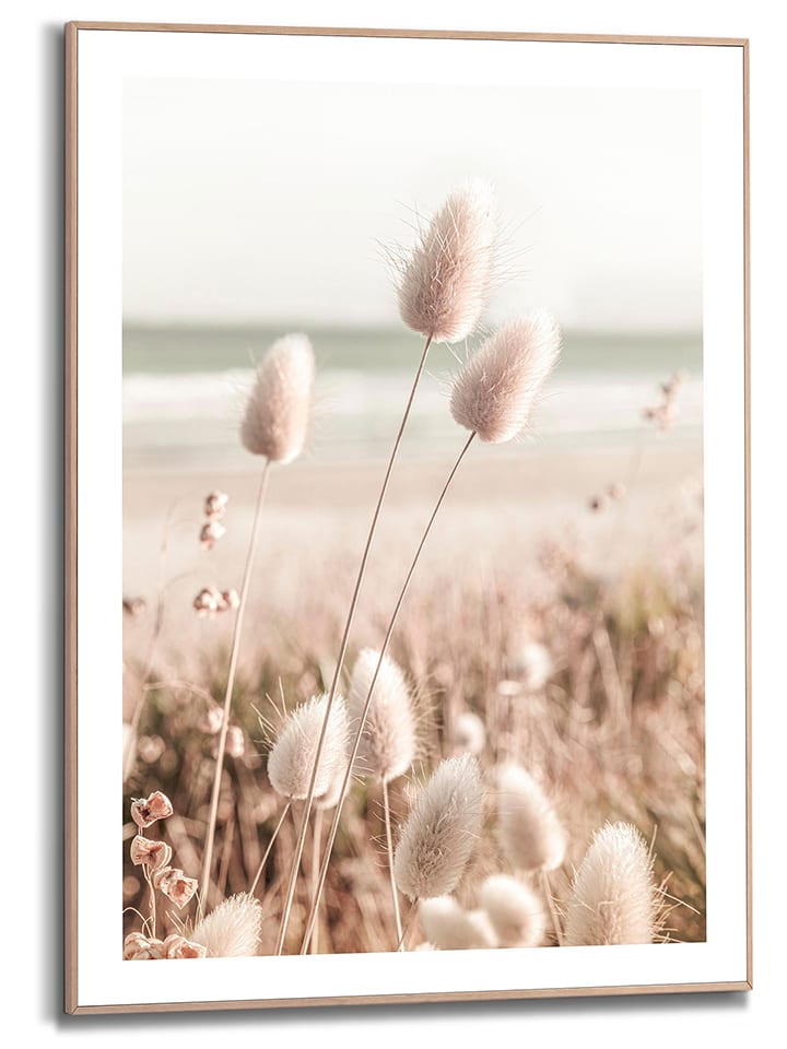 Gerahmter Kunstdruck "Grasses on Beach" in Beige