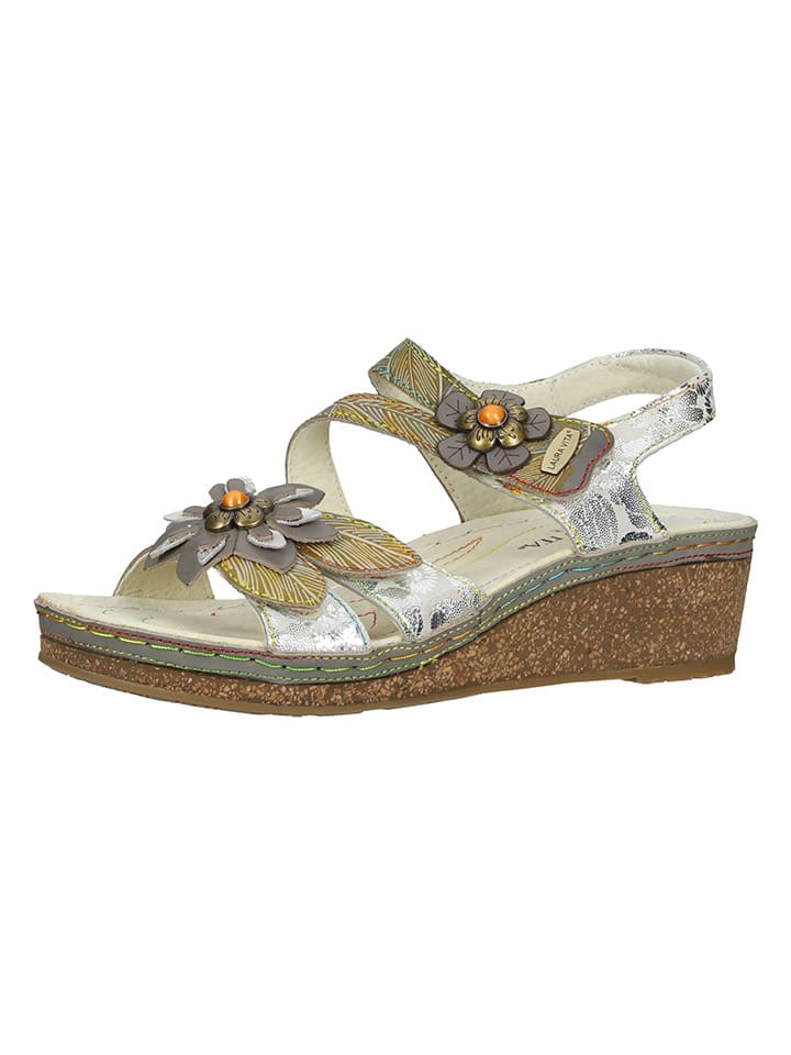 Leder-Sandaletten in Grau
