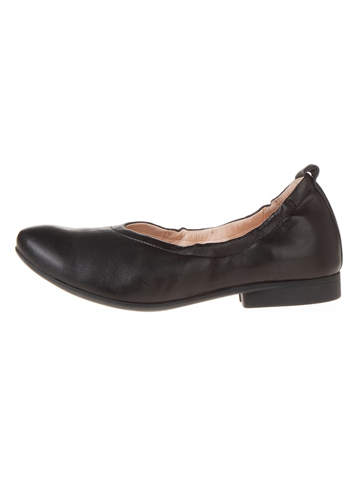 Leder-Ballerinas in Schwarz