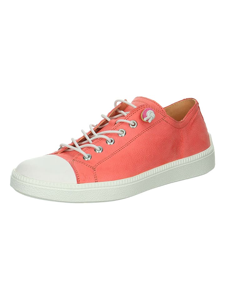 Leder-Sneakers in Koralle