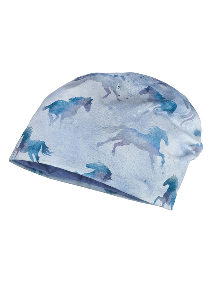 Wende-Beanie in Blau