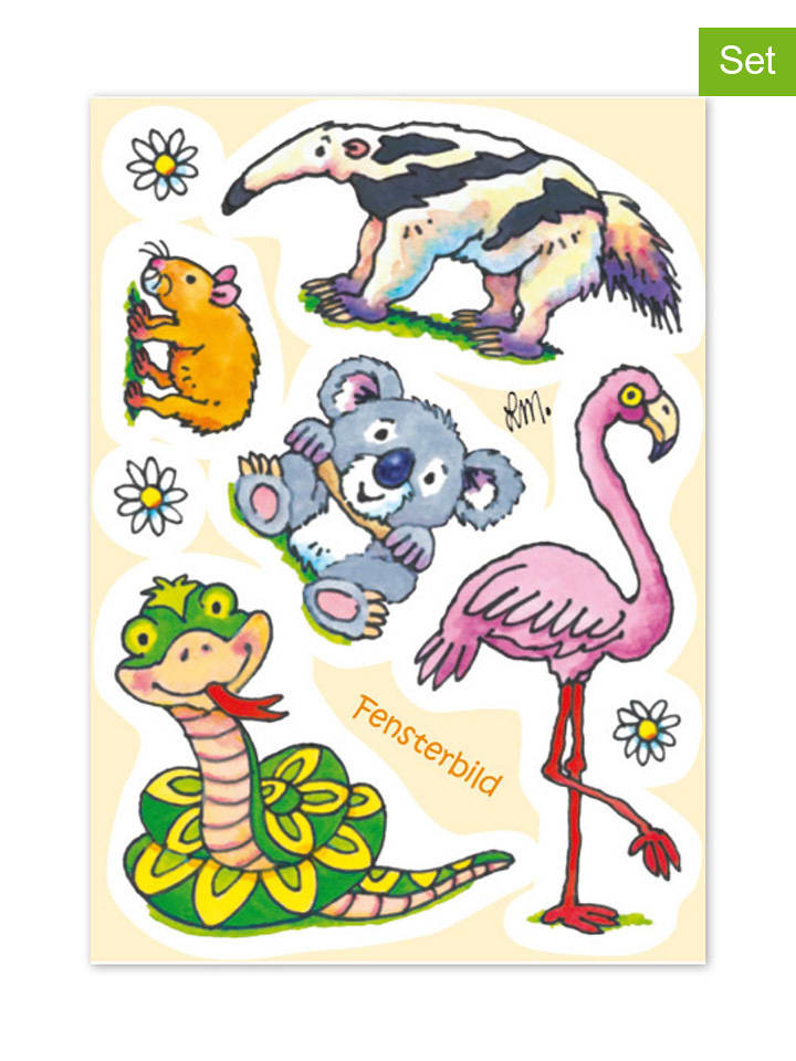 12tlg. Geschenk-Set "Fensterbild Wildtiere" in Bunt