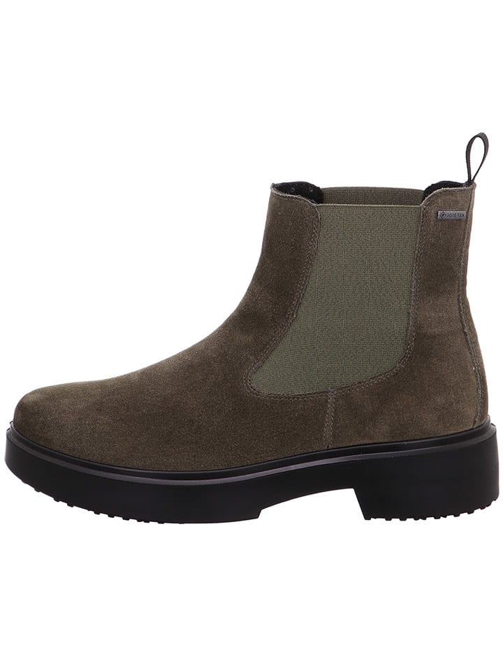 Leren chelseaboots "Angel" kaki