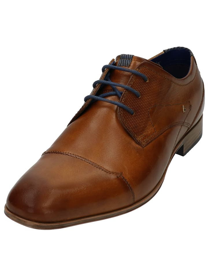 Leder-Schnürschuhe in Hellbraun