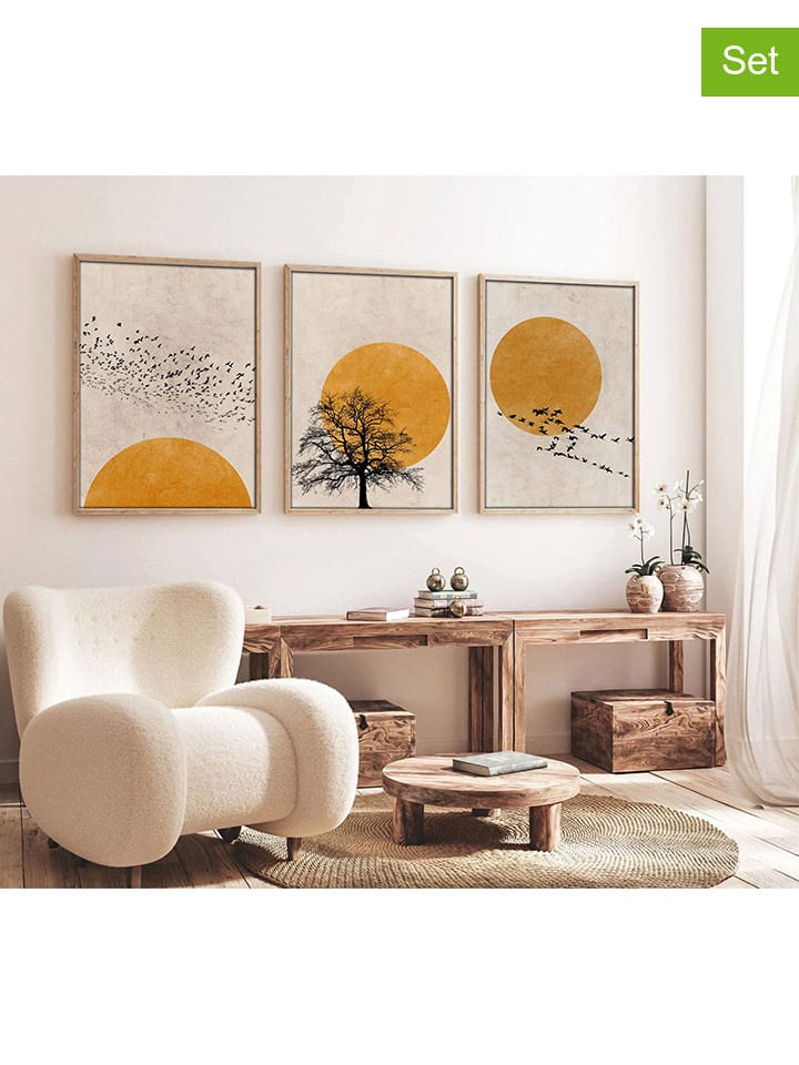 Druki artystyczne (3 szt.) w ramce