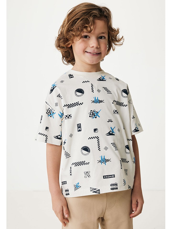 Shirt crème/donkerblauw