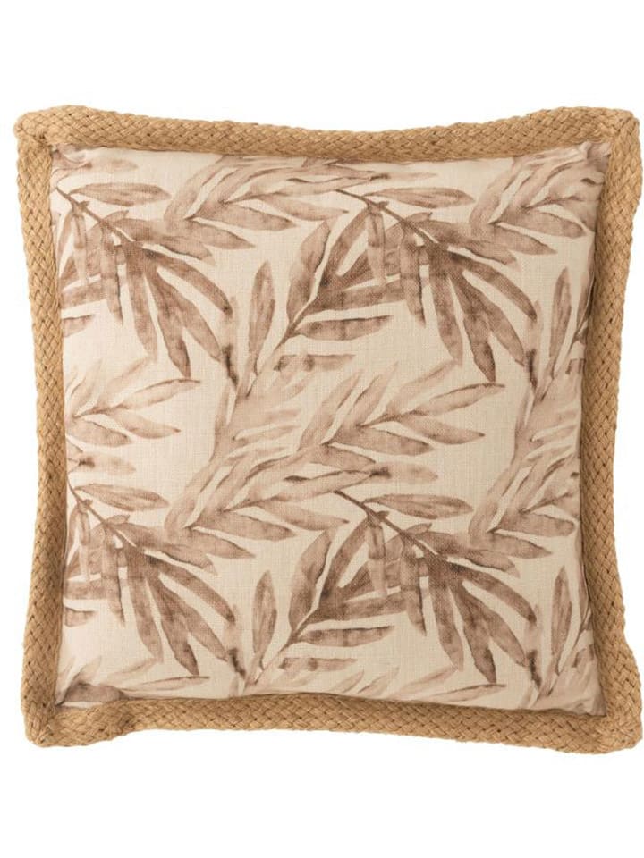 Kissen "Blatt" in Beige/ Lila - (L)49 x (B)49 cm