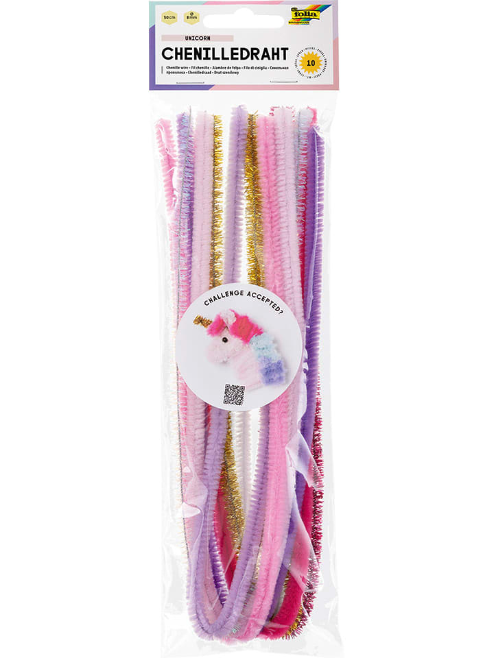 Chenilledraht "Unicorn" in Bunt - 10 Stück
