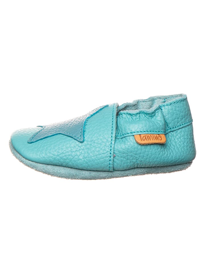 Leder-Krabbelschuhe in Hellblau