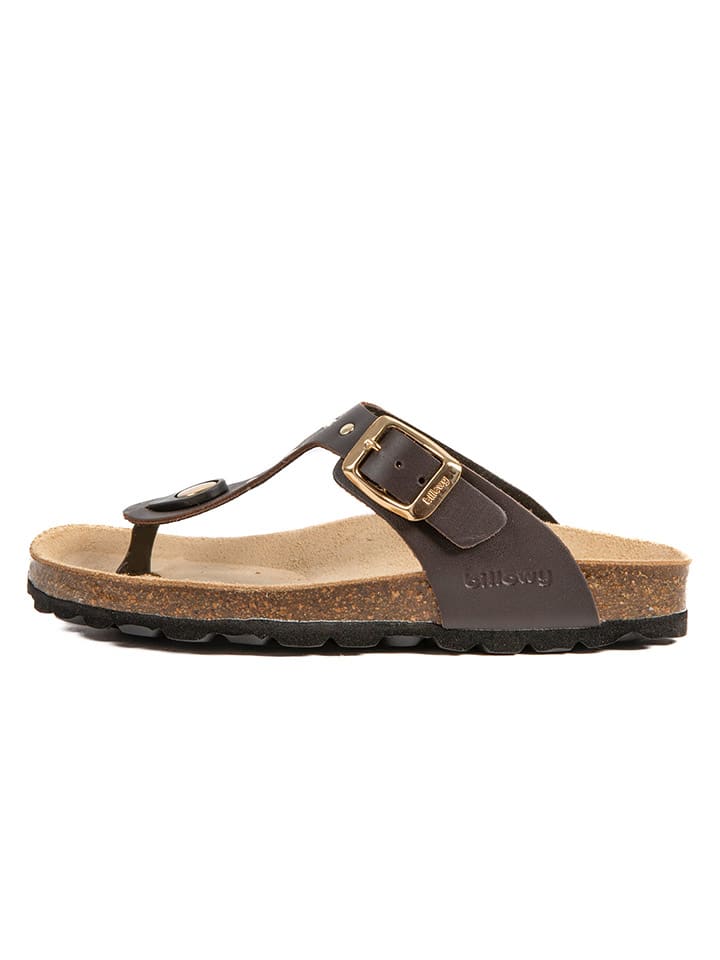 billowy Leren teenslippers bruin goedkoop kopen limango