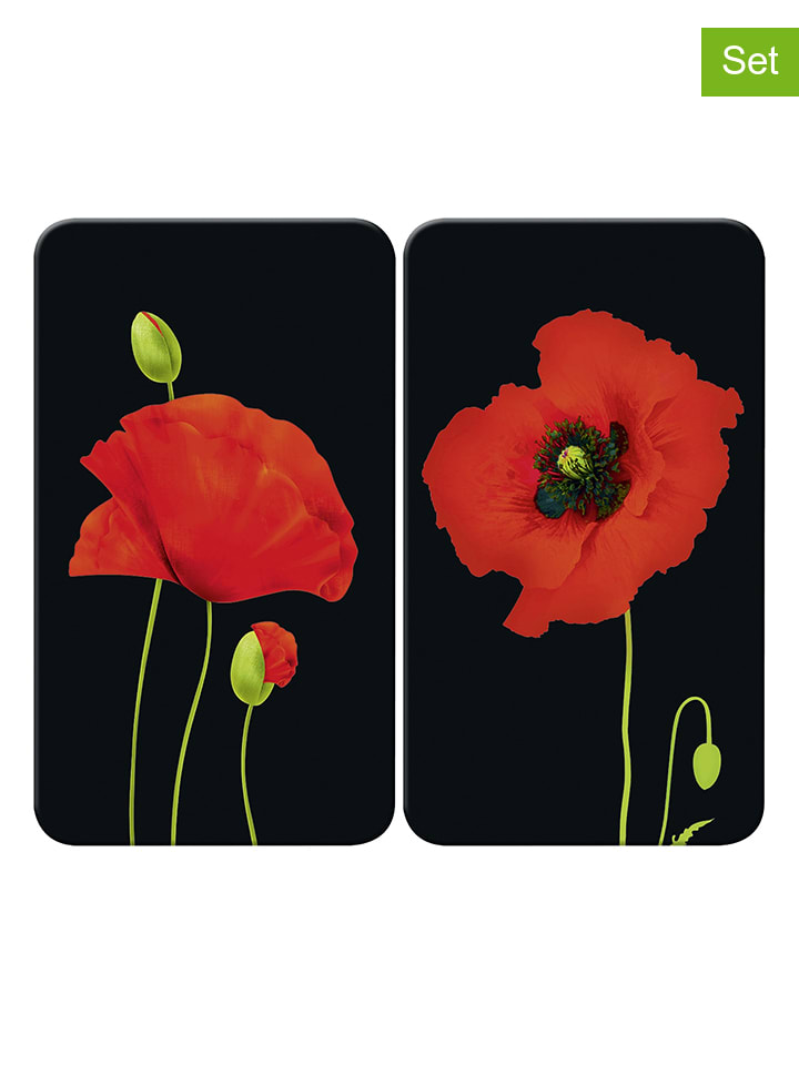 2-delige set: fornuisafdekplaten "Klaprozen" - (L)30 x (B)52 cm