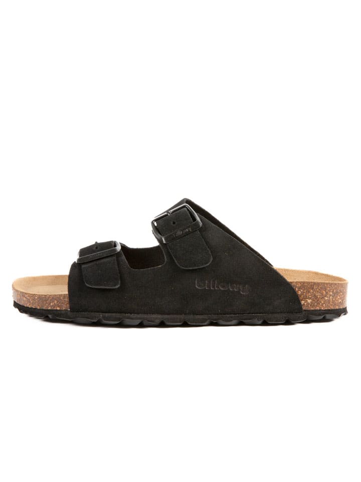 Leder-Pantoletten in Schwarz