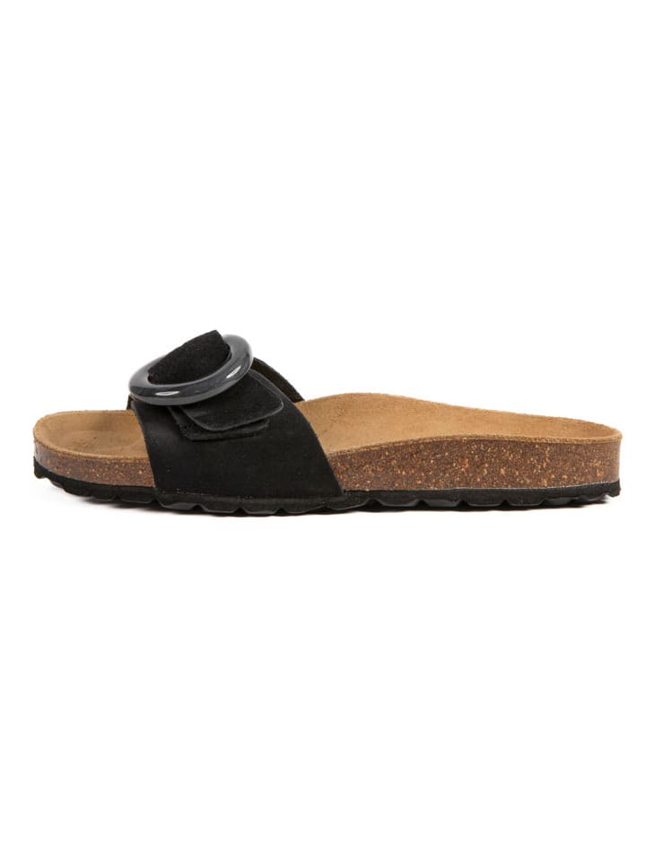 Leder-Pantoletten in Schwarz