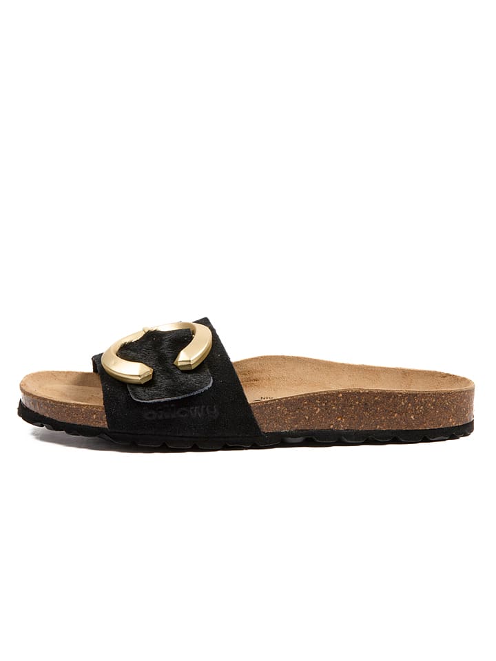 Leren slippers zwart
