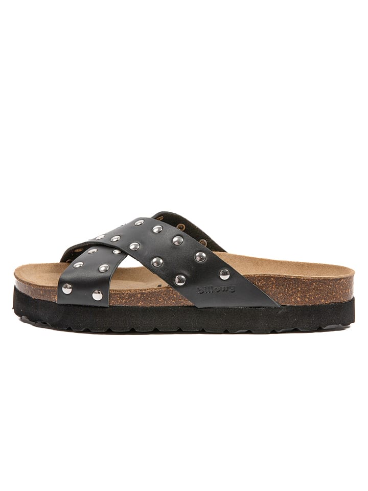Leren slippers zwart
