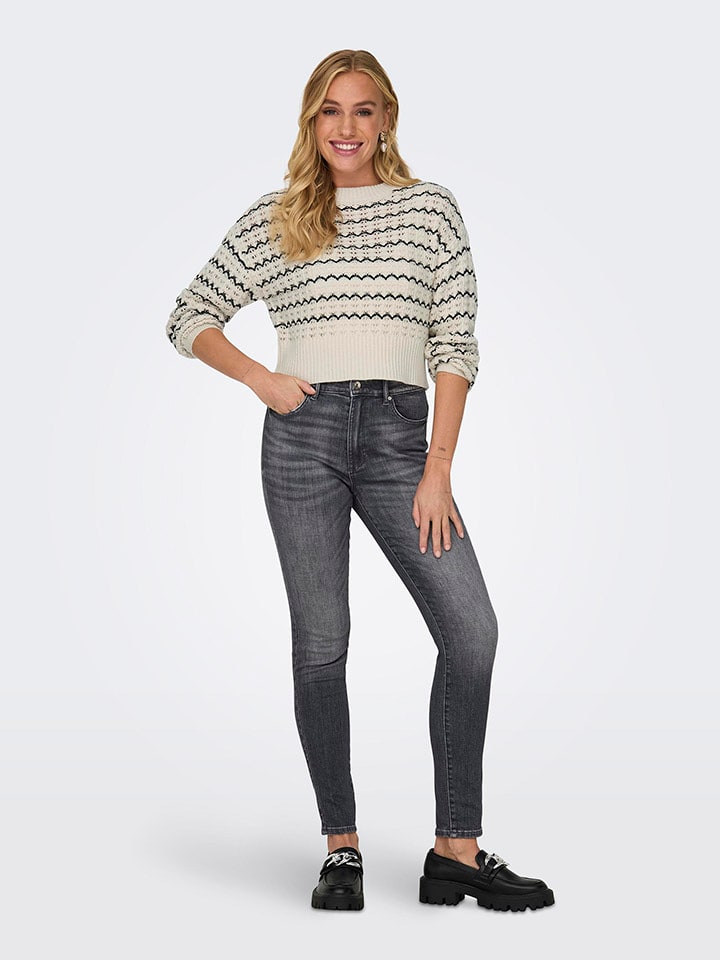 Pullover in Creme/ Schwarz