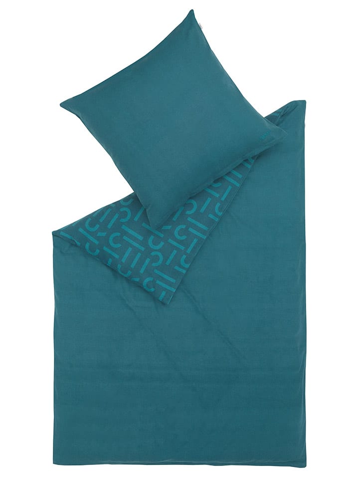 Flanellen beddengoedset "Scatter" petrol