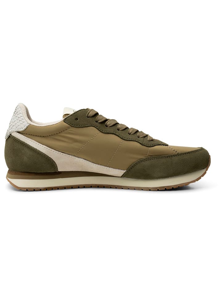 Leder-Sneakers in Khaki