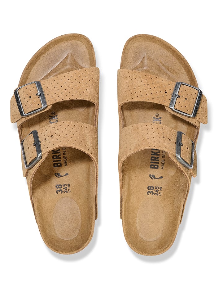 Birkenstock Leren slippers Arizona beige goedkoop kopen limango