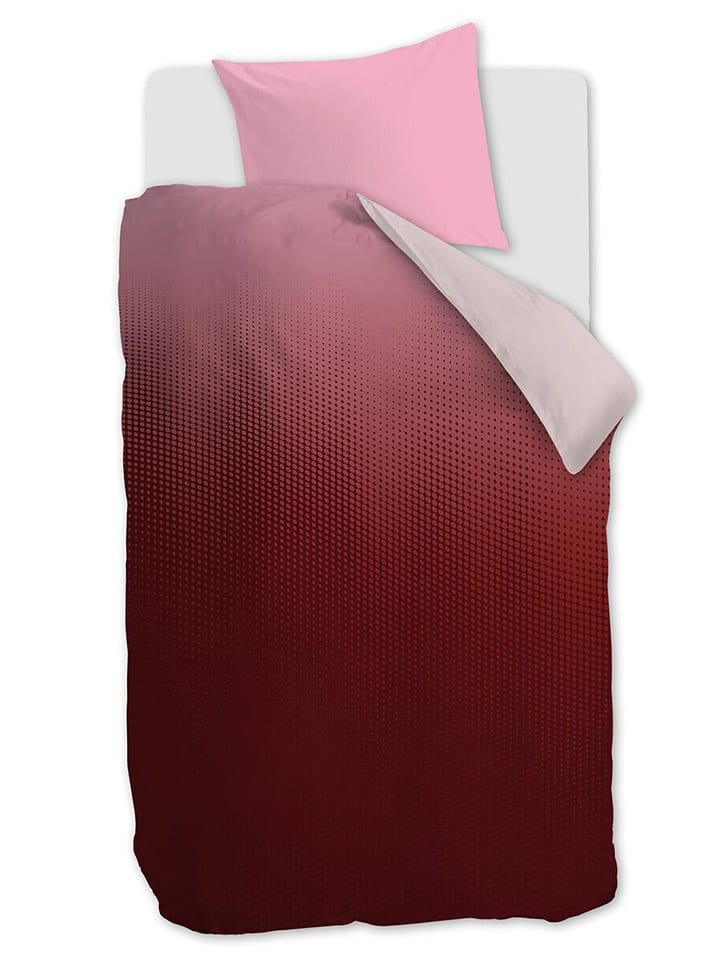 Satin-Bettwäsche-Set 'Virtual" in Rot/ Rosa