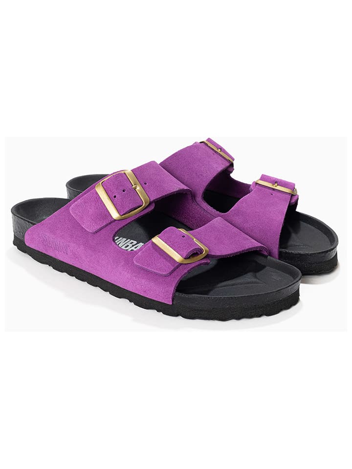 Leren slippers "Trefle" paars