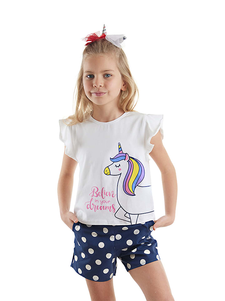 2-częściowy zestaw "Shinny Unicorn" w kolorze biało-granatowym