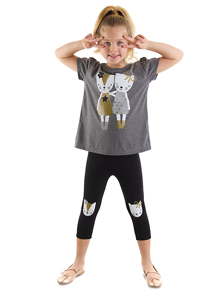 2tlg. Outfit "Cat Fellows" in Grau/ Schwarz