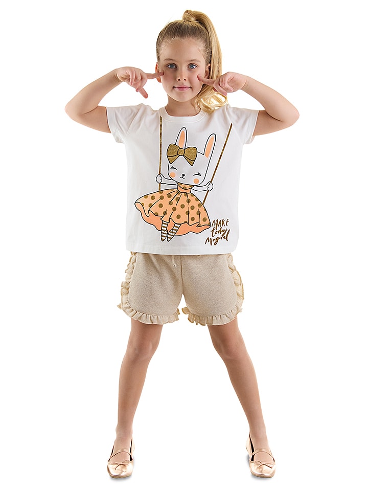 2tlg. Outfit "Golden Bunny" in Weiß/ Gold